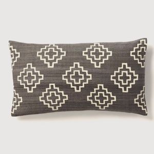 West Elm Hand-Blocked Stepped Diamond Pillow–Slate